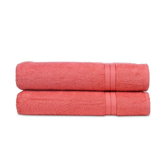 Casa Lino 2Pc Premium Bath Sheets (Extra Large) for Adults (72" x 36") - 100% Cotton, 400GSM, Ultra Absorbent (Coral)