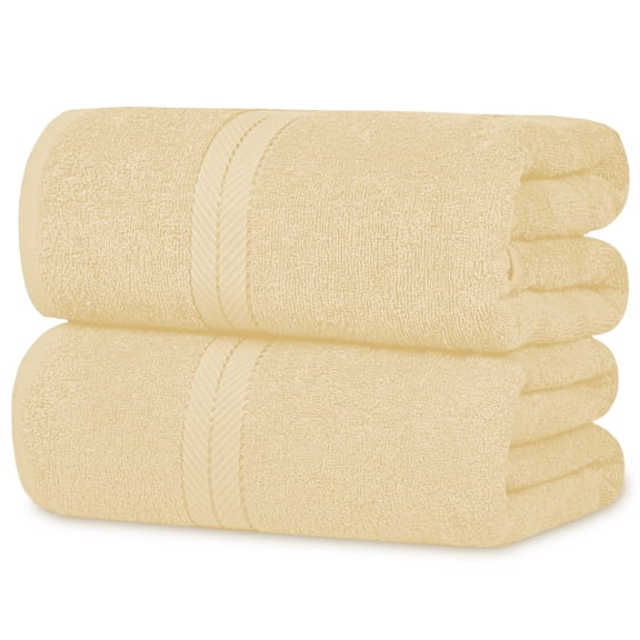 Casa Lino 2Pc Premium Bath Sheets (Extra Large) for Adults (72" x 36") - 100% Cotton, 400GSM, Ultra Absorbent (Cream)
