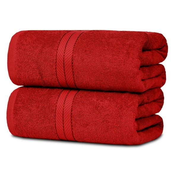 Casa Lino 2Pc Premium Bath Sheets (Extra Large) for Adults (72" x 36") - 100% Cotton, 400GSM, Ultra Absorbent (Red)