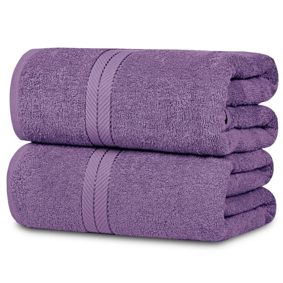 Casa Lino 2Pc Premium Bath Sheets (Extra Large) for Adults (72" x 36") - 100% Cotton, 400GSM, Ultra Absorbent (Purple)