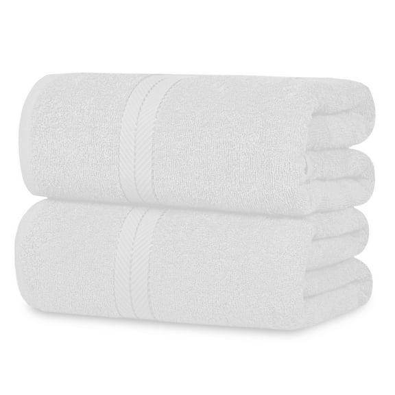 Casa Lino 2Pc Premium Bath Sheets (Extra Large) for Adults (72" x 36") - 100% Cotton, 400GSM, Ultra Absorbent (White)