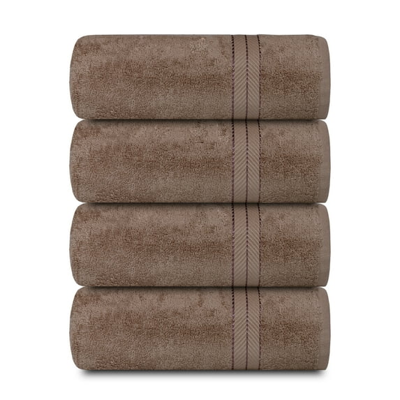 Casa Lino 4Pc Premium Bath Towels (54" x 27") - 100% Cotton, 400GSM, Ultra Soft & Absorbent (Coffee)