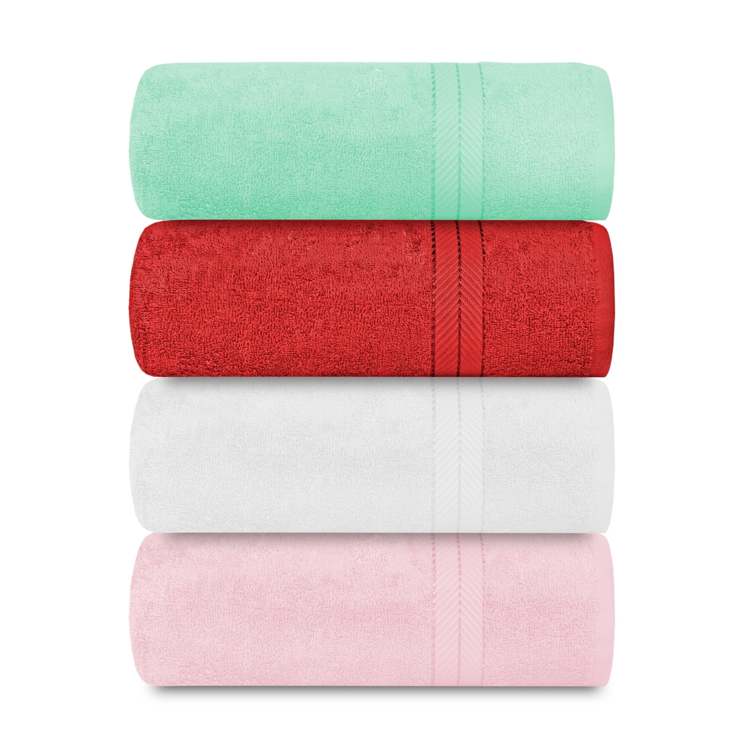 Casa Lino 4Pc Premium Bath Towels (54" x 27") - 100% Cotton, 400GSM, Ultra Soft & Absorbent (Multicolor 3)