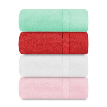 Casa Lino 4Pc Premium Bath Towels (54" x 27") - 100% Cotton, 400GSM, Ultra Soft & Absorbent (Multicolor 3)