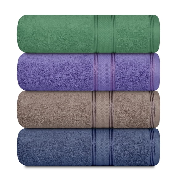 Casa Lino 4Pc Premium Bath Towels (54" x 27") - 100% Cotton, 400GSM, Ultra Soft & Absorbent (Multicolor 2)
