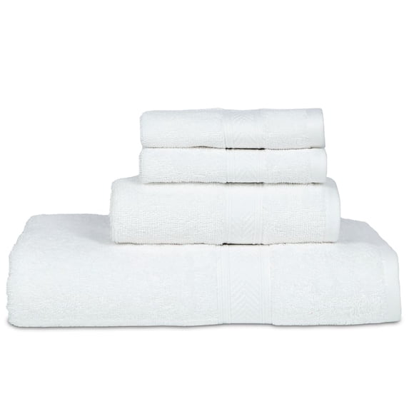 Casa Lino 4Pc Bath Towel Set, Hand Towels for Bathroom, Gym & Everyday Use, 100% Cotton Bath Towels, Ultra Soft & Quick Absorbent Towel Set - White