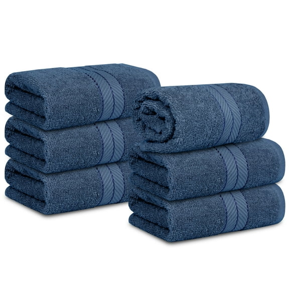 Casa Lino 6Pc Hand Towels for Gym & Spa (24" x 16") 100% Cotton, 400GSM, Ultra Soft & Absorbent (Cobalt)