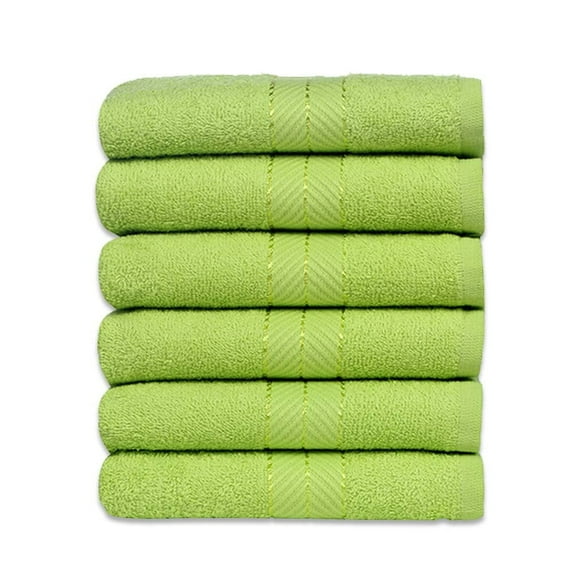 Casa Lino 6Pc Hand Towels for Gym & Spa (24" x 16") 100% Cotton, 400GSM, Ultra Soft & Absorbent (Lime Green)