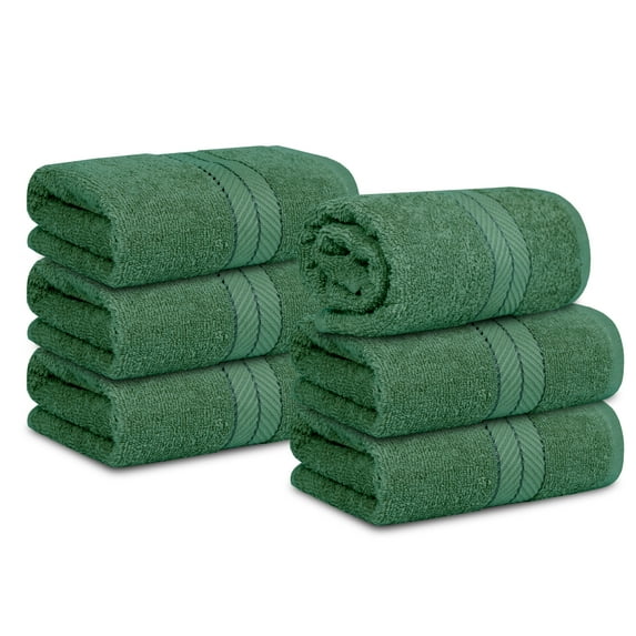 Casa Lino 6Pc Hand Towels for Gym & Spa (24" x 16") 100% Cotton, 400GSM, Ultra Soft & Absorbent (Malachite Green)