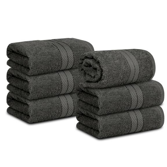 Casa Lino 6Pc Hand Towels for Gym & Spa (24" x 16") 100% Cotton, 400GSM, Ultra Soft & Absorbent (Smokey Grey)