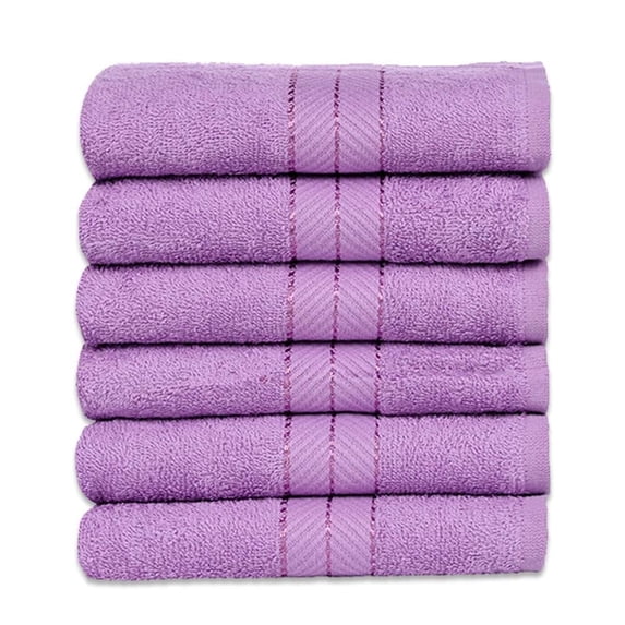 Casa Lino 6Pc Hand Towels for Gym & Spa (24" x 16") 100% Cotton, 400GSM, Ultra Soft & Absorbent (Violet Tulip)