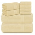 thumbnail image 1 of Casa Lino 8Pc Premium Bath Towel Set (2 Bath Towels, 4 Washcloths, 2 Hand Towels) - 100% Cotton, 400GSM & Ultra Absorbent (Cream), 1 of 6