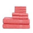 thumbnail image 1 of Casa Lino 8Pc Premium Bath Towel Set (2 Bath Towels, 4 Washcloths, 2 Hand Towels) - 100% Cotton, 400GSM & Ultra Absorbent (Coral), 1 of 7