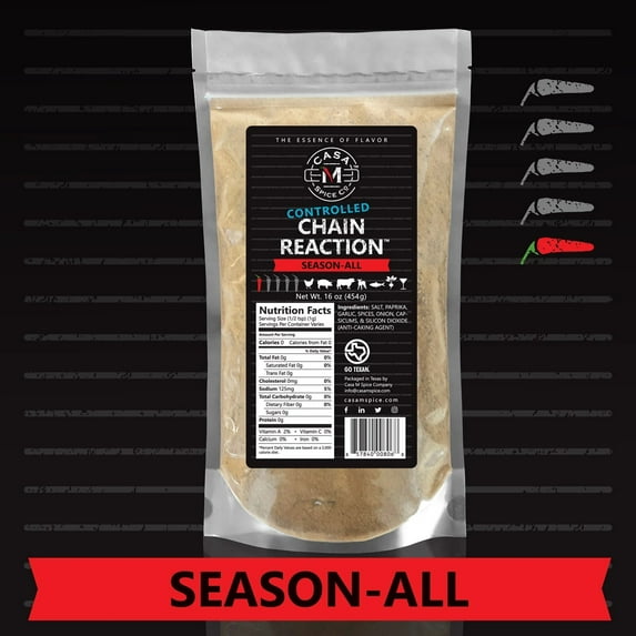 Casa M Spice Co® Controlled Chain Reaction® Season-All — Gourmet All Purpose Seasoning • Low Sodium • Low Salt • No MSG • Gluten Free • Keto Friendly BBQ Spices and Seasonings