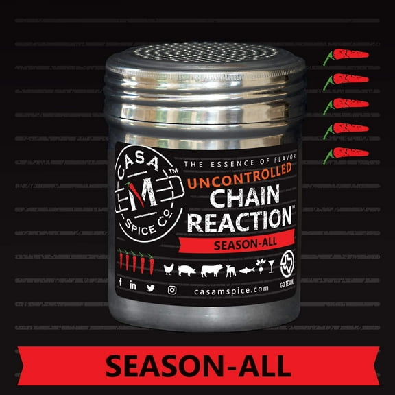 Casa M Spice Co Uncontrolled Chain Reaction Season-All  Gourmet All Purpose Seasoning  Low Sodium  Low Salt  No MSG  Gluten Free  Keto Friendly BBQ Spices and Seasonings and Dry Rubs