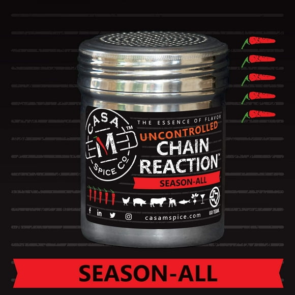 Casa M Spice Co® Uncontrolled Chain Reaction® Season-All — Gourmet All Purpose Seasoning • Low Sodium • Low Salt • No MSG • Gluten Free • Keto Friendly BBQ Spices and Seasonings and Dry Rubs