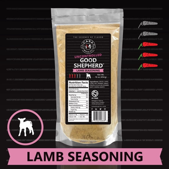 Casa M Spice Co® Uncontrolled Good Shepherd® Lamb Seasoning — Gourmet Lamb Chop Prime Rib Seasoning Dry Rub • Very Low Sodium • Low Salt • No MSG • Keto Friendly Lamb Spices and Seasonings