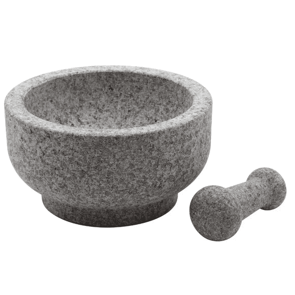 Casa Maria Granite Mortar and Pestle Set 8.5-Inch Double-Sided Stone Grinder Natural Heavy-Duty Granite for Spices, Herbs, Guacamole, Pesto, Pastes