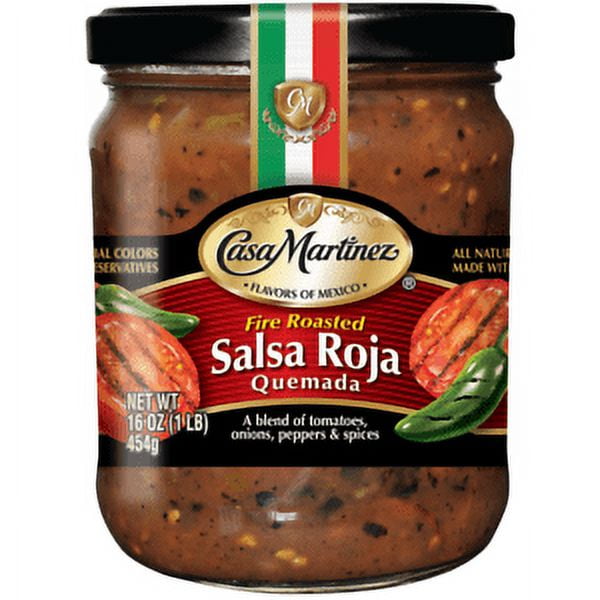 Casa Martinez Fire Roasted Salsa Roja Quemada - Vegan, Gluten-Free (Pack of 6)