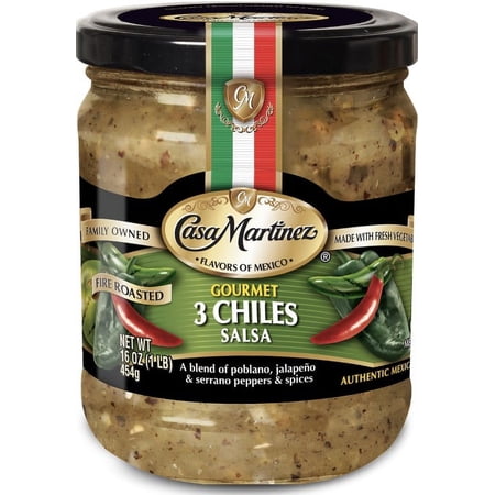 Casa Martinez Medium Fire Roasted 3 Chiles Salsa, 16 oz