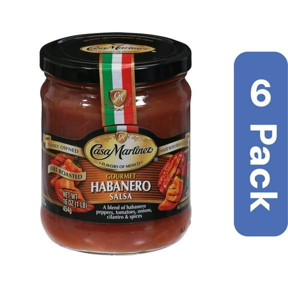 Casa Martinez Salsa Habanero Fire Roasted 16 oz (Pack of 6)