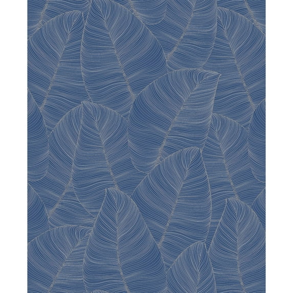 Casa Mia Metallic Leaf 33'L x 20.5"W - Blue and Gold