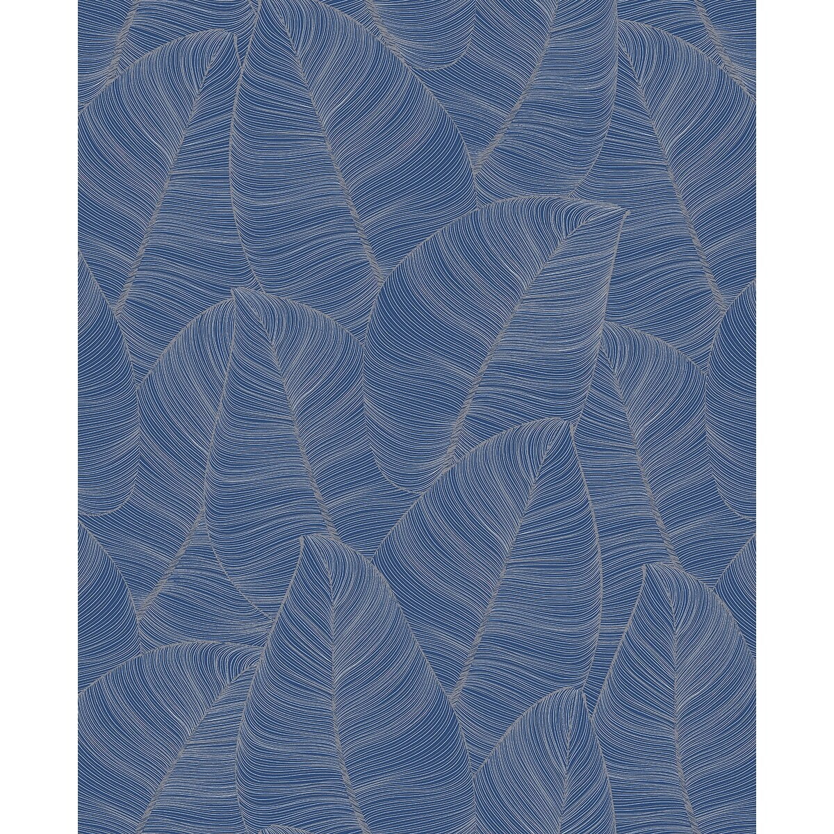 Blue and Silver Non-Pasted Removable Leaf Wallpaper Roll