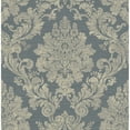 thumbnail image 1 of Casa Mia Prestigious Damask Paper Non-Pasted Wallpaper Roll Blue&Gold 33'L x 20.5"W, 1 of 5