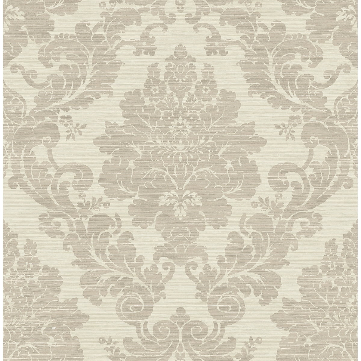 Cream Damask Non-Pasted Removable Wallpaper Roll