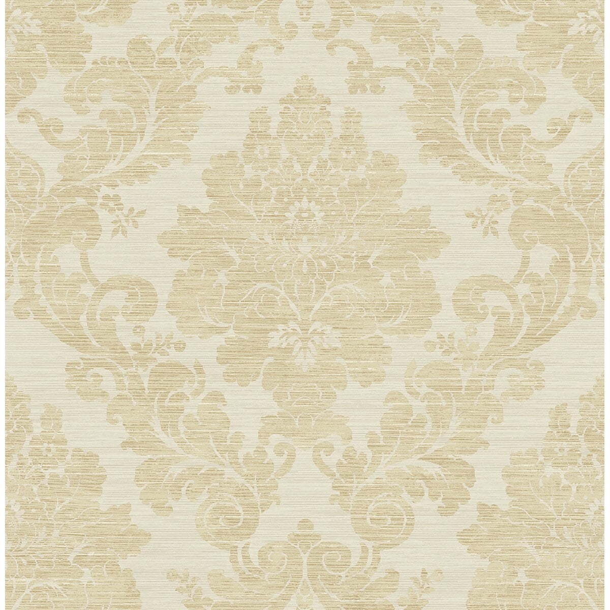 Prestigious Gold and Beige Damask Non-Pasted Wallpaper Roll