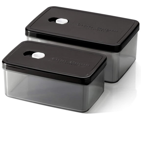 Casa Origin Microwavable Food Containers with Lid, 2 Pieces - Rectangle (Black)