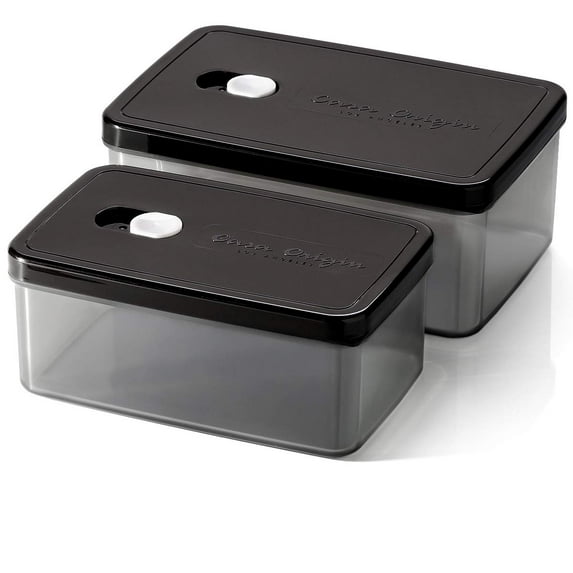 Casa Origin Microwavable Food Containers with Lid, 2 Pieces - Rectangle (Black)