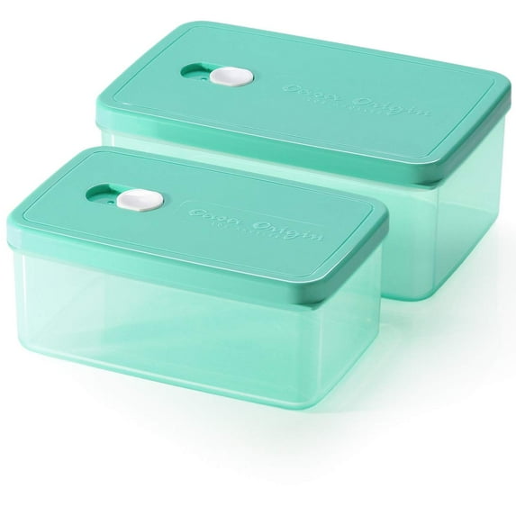 Casa Origin Microwavable Food Containers with Lid, 2 Pieces - Rectangle (Mint)
