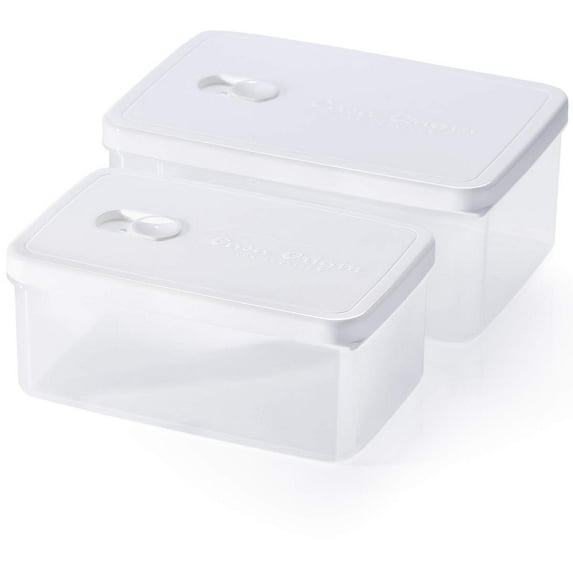 Casa Origin Microwavable Food Containers with Lid, 2 Pieces - Rectangle (White)