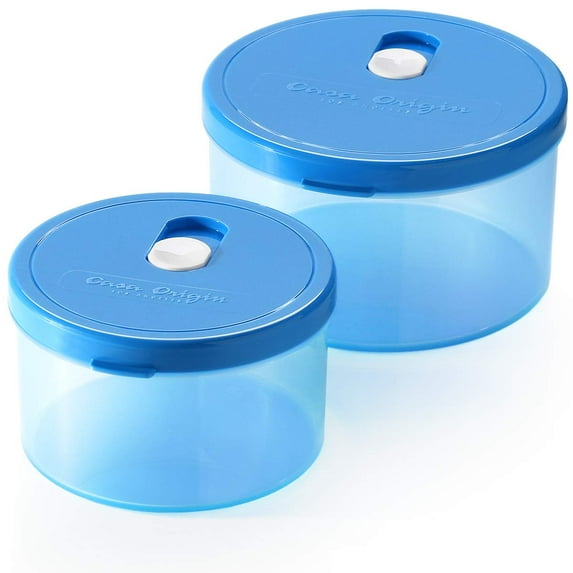 Casa Origin Microwavable Food Containers with Lid, 2 Pieces - Round (Blue)