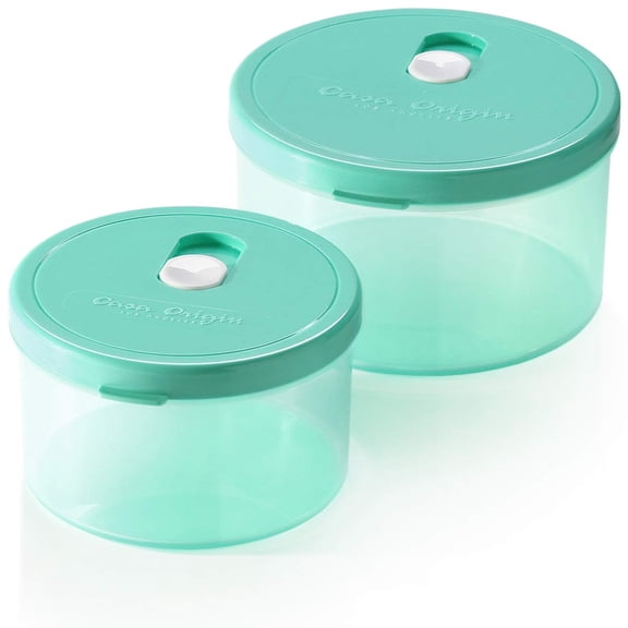 Casa Origin Microwavable Food Containers with Lid, 2 Pieces - Round (Mint)