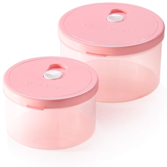 Casa Origin Microwavable Food Containers with Lid, 2 Pieces - Round (Pink)