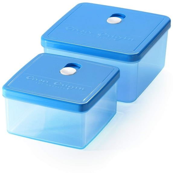 Casa Origin Microwavable Food Containers with Lid, 2 Pieces - Square (Blue)
