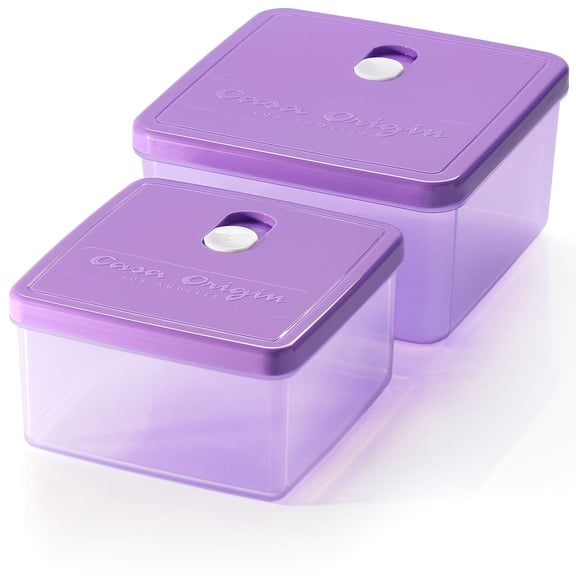 Casa Origin Microwavable Food Containers with Lid, 2 Pieces - Square (Purple)