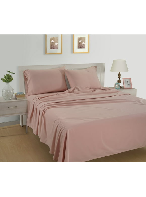 Casa Platino 100% Breathable Soft Cotton 3 Piece Long Staple Percale Weave Twin Size Bed Sheets Set - Sepia Rose
