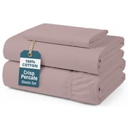 Casa Platino 100 Cotton Sheets Set – 3 Piece Twin XL Bed Sheets For Kids Twin XL Bed Set, Percale Weave, Value for Money, 15” Deep Pocket Fitted, Machine Washable – Sepia Rose