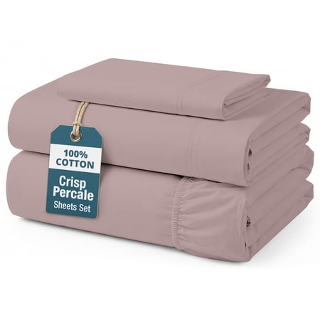 Casa Platino 100 Cotton Sheets Set – 3 Piece Twin XL Bed Sheets For Kids Twin XL Bed Set, Percale Weave, Value for Money, 15” Deep Pocket Fitted, Machine Washable – Sepia Rose