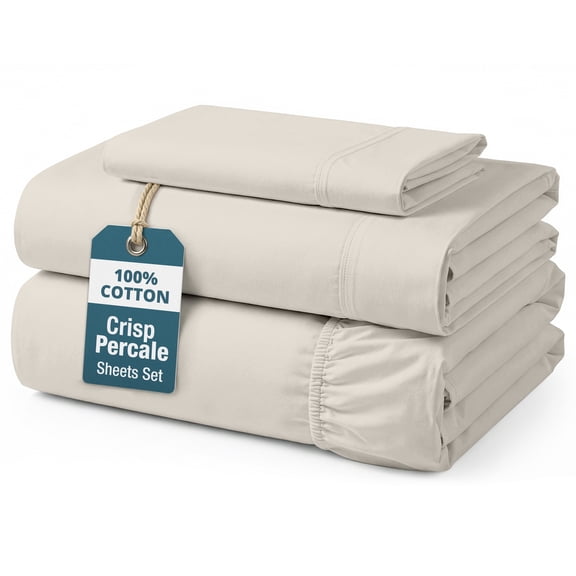 Casa Platino 100 Cotton Sheets – 3 Piece Twin Size Cooling Sheets For Drom's, Everyday Luxury Ultra Soft Percale Weave, 15” Deep Pocket, Easy To Wash – Glacier Grey