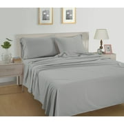 Casa Platino 100% Long Staple Cotton 3 Piece Twin Size Bed Sheets Set, Fits Mattress Upto 15" Deep - Trellis Silver