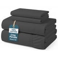thumbnail image 1 of Casa Platino 100% Cotton Sheets California King Set – Naturally Cooling & Crisp Soft Percale Sheet For Everyday Comfort, 15” Snug Fit Deep Pocket, Machine Washable – Charcoal, 1 of 8