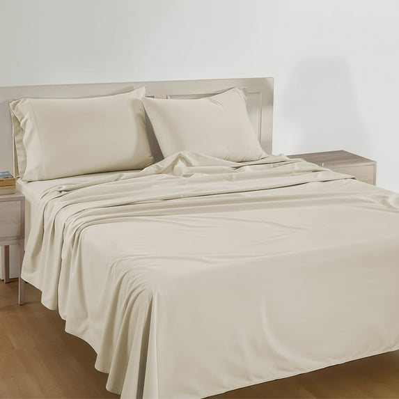 Casa Platino California King Bed Set - Naturally Soft 100% Cotton Sheets, Premium Comfort in Silky Smooth Percale Weave, 15” Deep Pocket - Glacier Grey