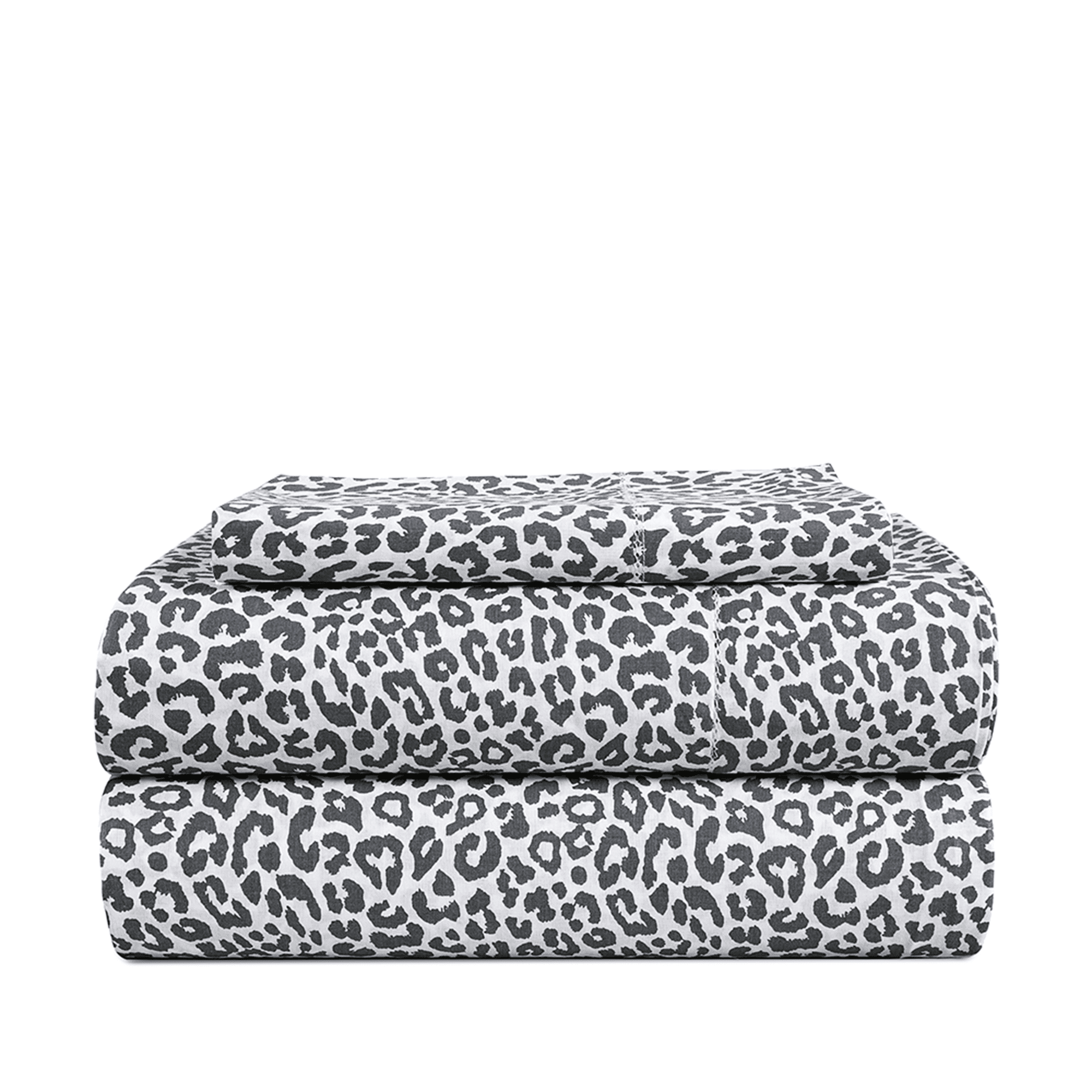 Casa Platino 100% Cotton 4 Piece Percale Twin Size Bed Sheets Set, Fits Mattress Upto 15" Deep - Cheetah