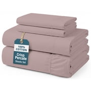 Casa Platino 100 Long-Staple Cotton Queen Sheets - Crisp & Soft Percale Sheets, Low Pill Fade Resistant, Easy Wash 15” D