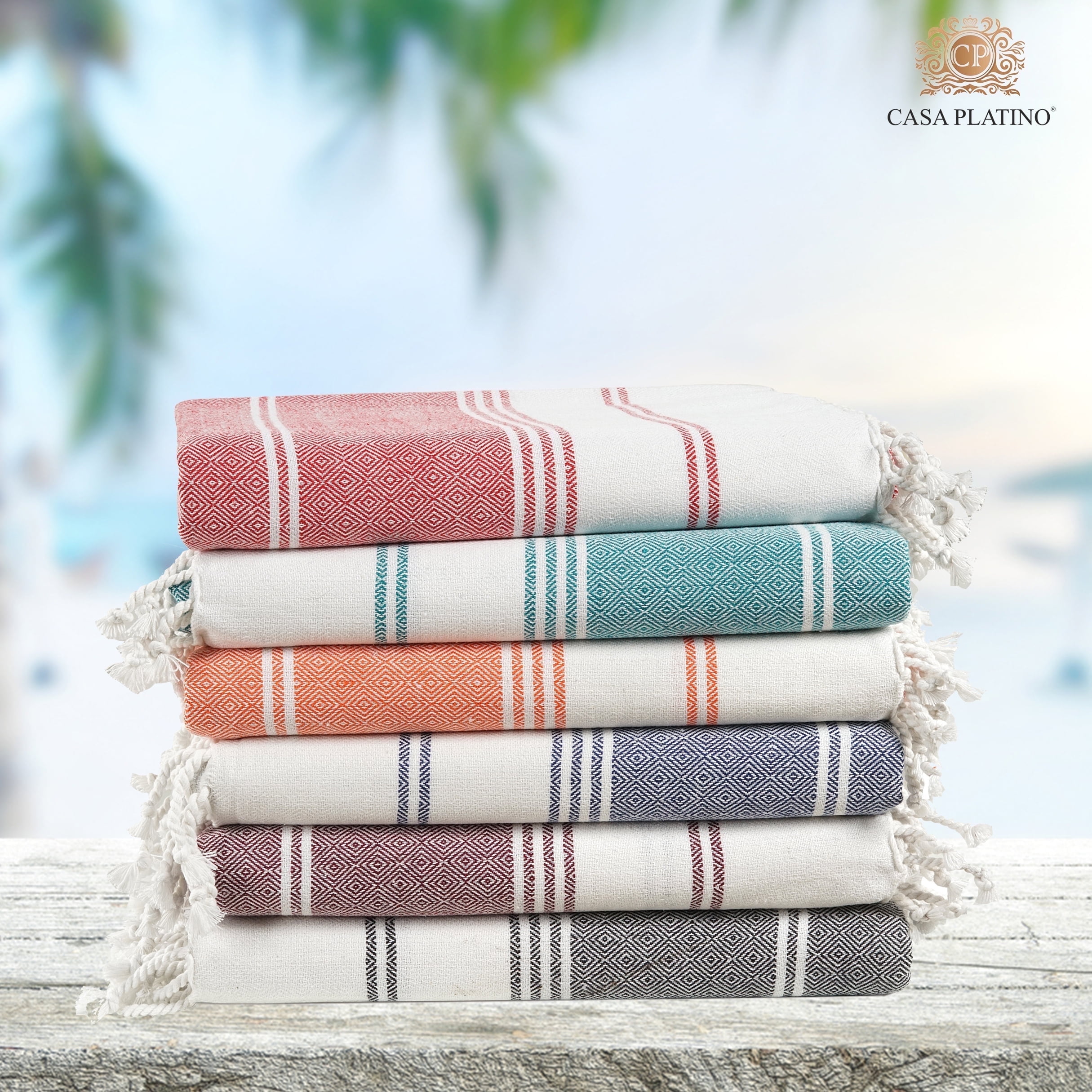 Casa Platino 100 Cotton Beach Towel with Beach Bag 6 Piece Beach Towels Oversized 39 x71 Pool Beach Towel Quick Dry Sand Towel Travel towel
