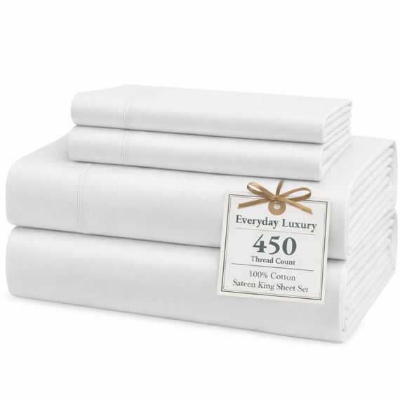 Casa Platino 100% Cotton Bed Sheets Full Size- 450 TC Soft Full Size Bed Sheets Set, Hotel Quality ELS Cotton Full Size Sheets, 15” Deep Pocket full size sheets sets- White Full Sheet Set